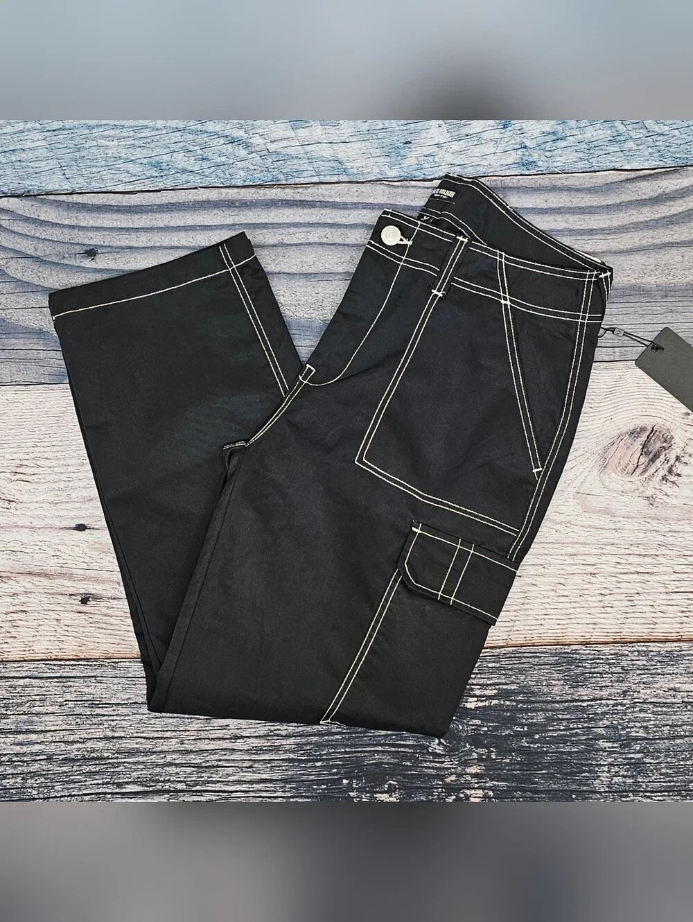 True Religion Bobby Baggy Cargo Pants Jet Black Men’s Size 34x30 700248 NWT
